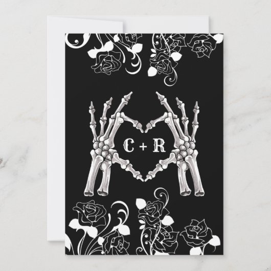 死が私たちの一部ハロウィーンのゴシック結婚のinvi 招待状 (裏面)