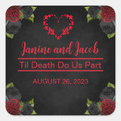 死が私たち一部ゴシックレッドローズ結婚の スクエアシール (正面)