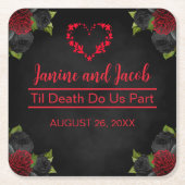 死が私たち一部ゴシックレッドローズ結婚の スクエアペーパーコースター (正面)