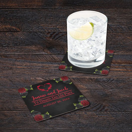 死が私たち一部ゴシックレッドローズ結婚の スクエアペーパーコースター