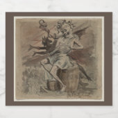 死と悪魔のヴィンテージ1830s リキュールボトルラベル (シングルラベル)