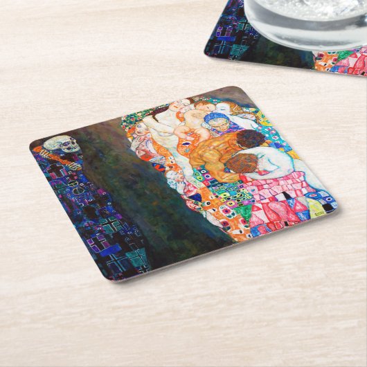 死と生命、グスタフクリムト スクエアペーパーコースター (アングル)