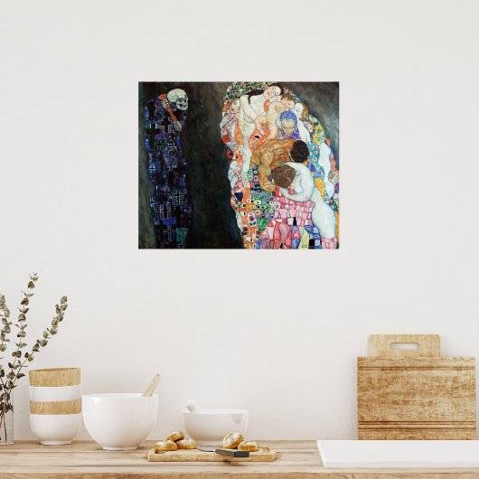 死と生絵画命のクリムト（1908年） ポスター (キッチン)