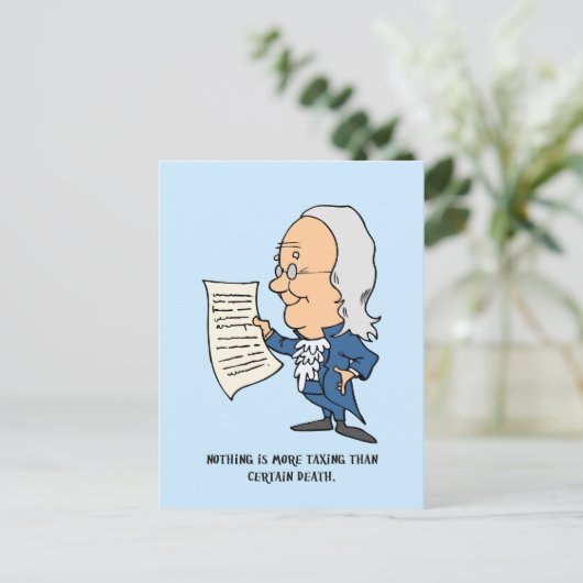 死と税のおもしろい引用文遊 ポストカード (スタンド正面)