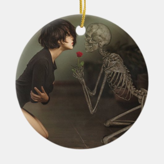 死と若い女性 セラミックオーナメント (正面)