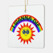 死にたい – 虹の笑顔の太陽 セラミックオーナメント (左)