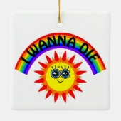 死にたい – 虹の笑顔の太陽 セラミックオーナメント (裏面)