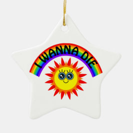 死にたい – 虹の笑顔の太陽 セラミックオーナメント