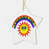 死にたい – 虹の笑顔の太陽 セラミックオーナメント (左)