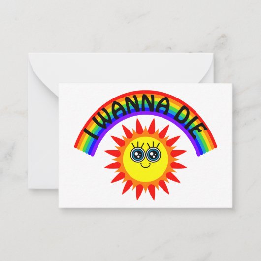 死にたい – 虹の笑顔の太陽 ノートカード (正面)