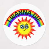 死にたい – 虹の笑顔の太陽 ラベル (デザイン1)