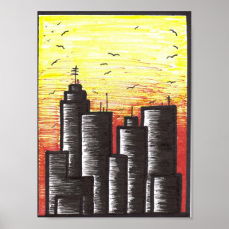 死にゆく街の日のキャンバスの最後のプリント ポスター