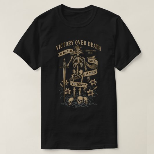 死に勝利せり 聖書の引用Tシャツ Tシャツ (デザイン正面)