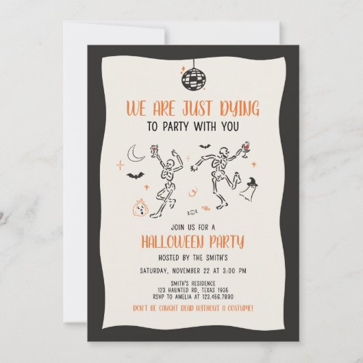 死に瀕しているパーティーハローウィンパーティ招待状 招待状 (正面)