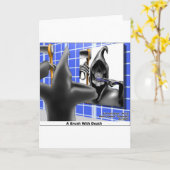 死に物狂いのハロウィーンの漫画の贈り物でブラシ カード (黄色い花)