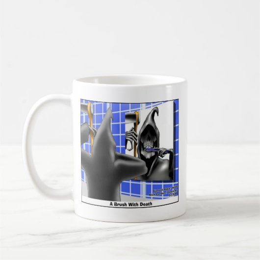 死に物狂いのハロウィーンの漫画の贈り物でブラシ コーヒーマグカップ (左)