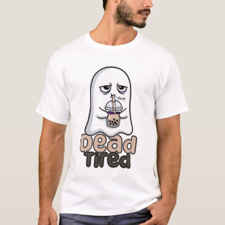 死ぬほど疲れたかわいいタピオカの幽霊 Tシャツ