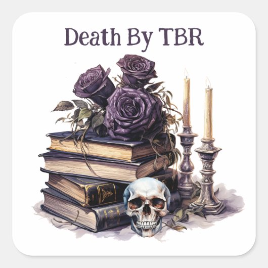 死ぬほどTBR、読書好き スクエアシール (正面)