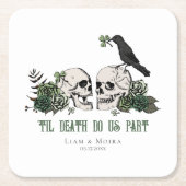 死ぬまでゴシックなセントパトリックデーの花のドクロ スクエアペーパーコースター (正面)