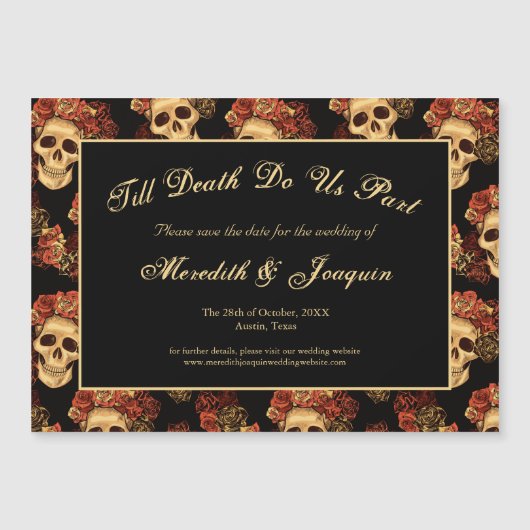 死ぬまでゴシックスカル日付のマグネットカードを保存 (正面)