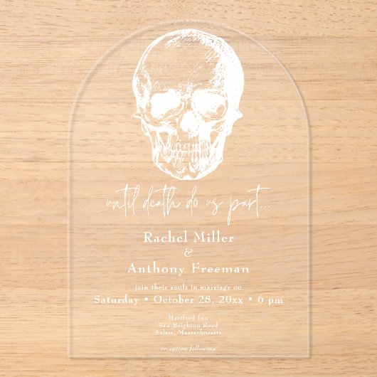 死ぬまでゴシックスカル結婚アーチ アクリル招待状 (正面)