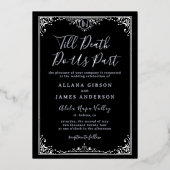 死ぬまでゴシック様式のモノグラム結婚の 箔招待状 (正面)