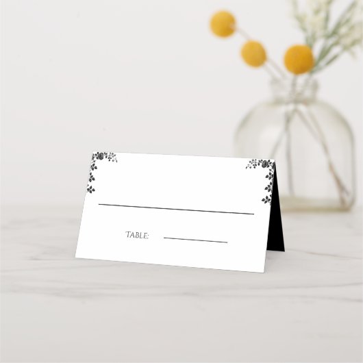 死ぬまでゴシック様式の骨格赤いバラ プレイスカード (裏面)