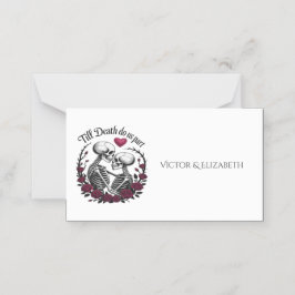 死ぬまでゴシック様式の骨格赤いバラ プレイスカード