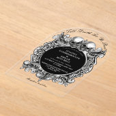 死ぬまでゴシック スカル モノグラム アーチ ウェディング アクリル招待状 (レイダウン)