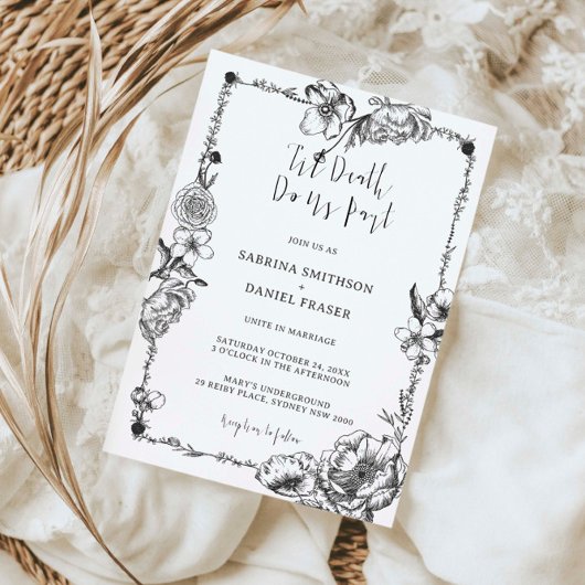 死ぬまでゴシック ハンドドローンフラワー スカル 招待状