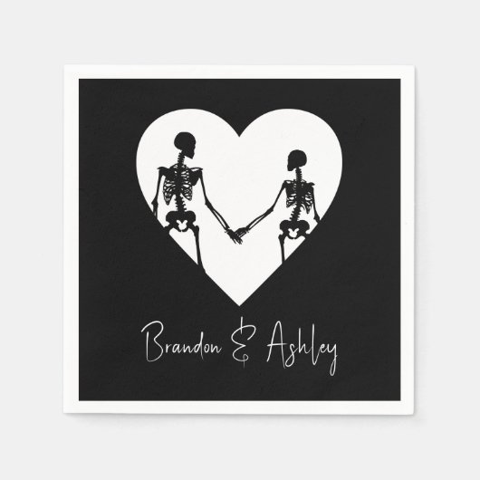 死ぬまでスケルトンの白いナプキン スタンダードカクテルナプキン (正面)