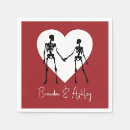 死ぬまでスケルトン赤いナプキン スタンダードカクテルナプキン