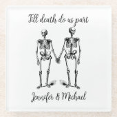 死ぬまでスケルトン・カップル・ネーム・ブラック ガラスコースター (正面)