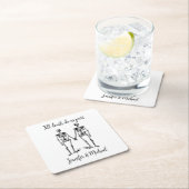 死ぬまでスケルトン・カップル・ネーム・ブラック スクエアペーパーコースター (インサイチュ)