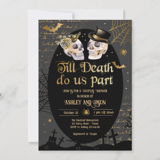死ぬまでハロウィンカップルがシャワーを浴びる 招待状 (正面)
