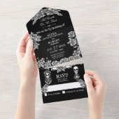 死ぬまでバラの結婚骸骨 オールインワン招待状 (貼ってはがせる)