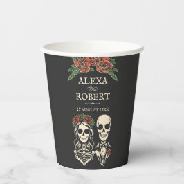 死ぬまでバラの結婚骸骨 紙コップ
