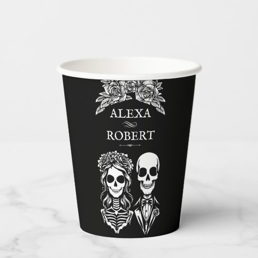 死ぬまでバラの結婚骸骨 紙コップ (裏面)