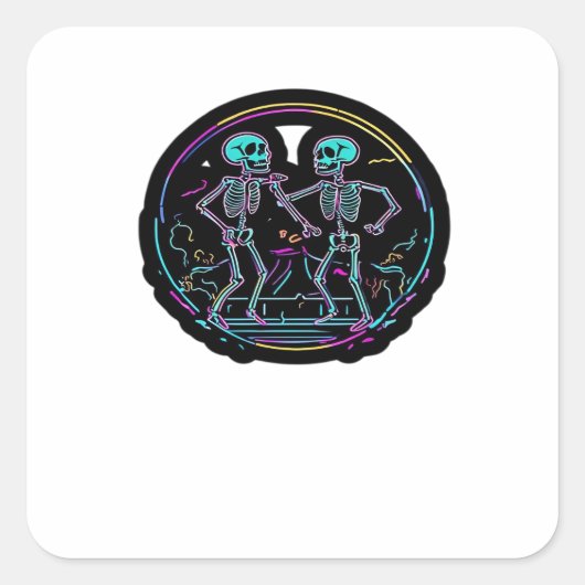 死ぬまでパーティしよう スケルトンダンスパーティ クラシック スクエアシール (正面)