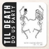死ぬまでパーティしよう スケルトン新婦新郎  ブラコン・ハコンパーティ スクエアペーパーコースター (正面)