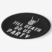 死ぬまでパーティをしよう ブラック スケルトン パーティ ペーパープレート (アングル)