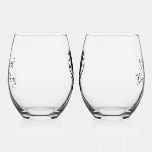 死ぬまでパーティを共にしよう2羽の黒いコウテイペンギン ステムなしワイングラス (右)