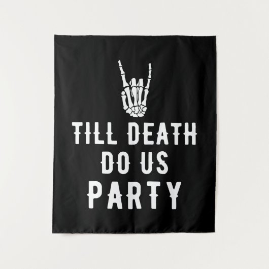 死ぬまでパーティー背景スケルトンブラック タペストリー (正面)