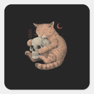 死ぬまでパーティー 猫のドクロ クラシック スクエアシール