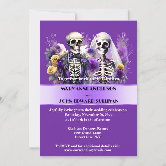 死ぬまでパープルイエローローズブライダル 招待状 (正面)