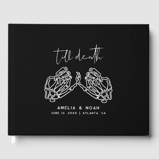 死ぬまでブラック スケルトンハンド ウェディング ゲストブック (正面)