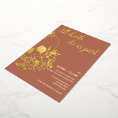 死ぬまでモダンスカル結婚の葉 箔招待状 (回転した状態)