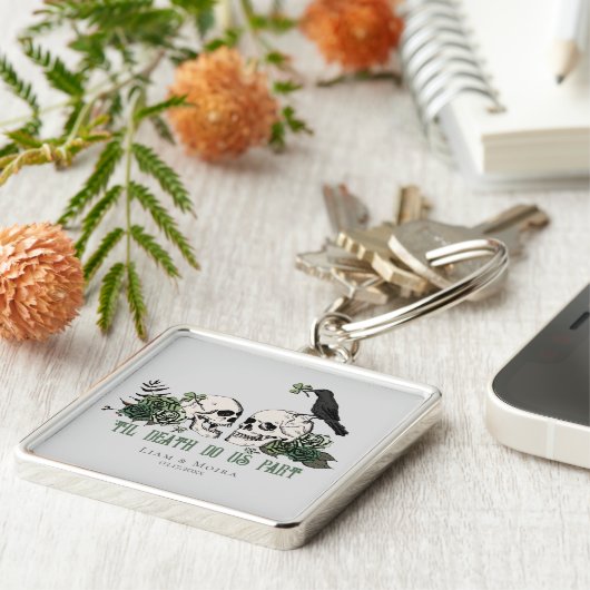 死ぬまでロマンチック ゴス 緑の花 スカル キーホルダー (側面)