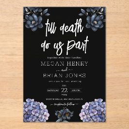 死ぬまで一緒にいる モッディブラックフラワーの結婚式 アクリル招待状