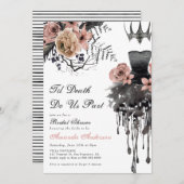 死ぬまで一緒にハロウィンピンクの結婚前お披露目パーティー 招待状 (正面/裏面)